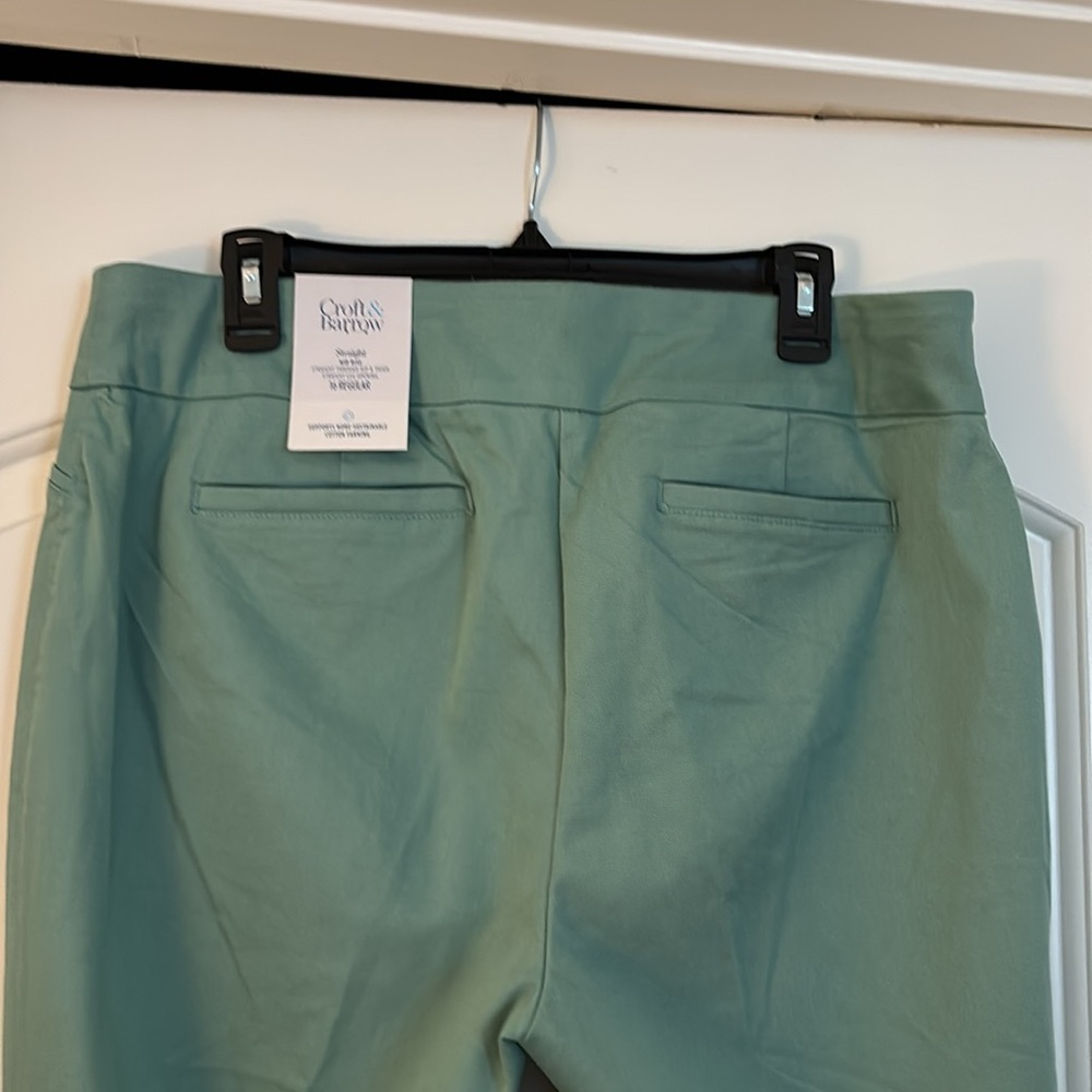 Croft & Barrow Straight Mid Rise Pants 16 Regular Color Spring Teal - Picture 9 of 10